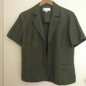 Vintage Studio 1 Olive Green Lightweight Four Button Summer Blazer Size 14